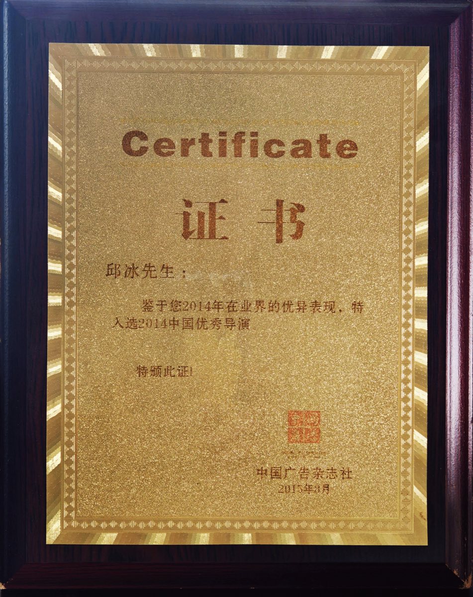 2014 中国优秀导演证书